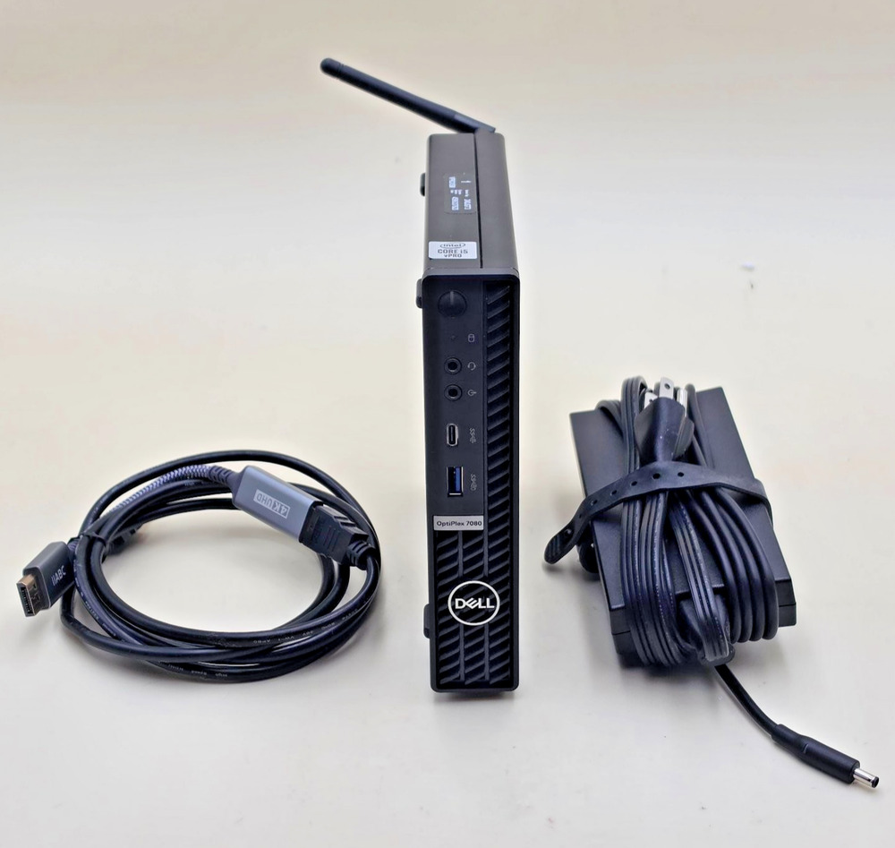 Dell Opti Plex 7080 Micro PC Intel Core i5 vPro - Wi-Fi, AC Adapter & DP Cable